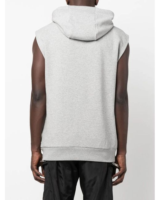 Philipp Plein Gray Hexagon Sleeveless Hoodie for men