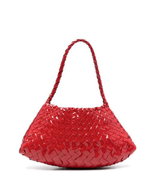 Dragon Diffusion Red Rosanna Braided-Handle Shoulder Bag