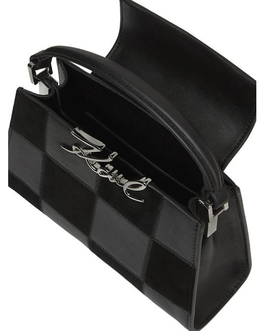 Karl Lagerfeld Black K/Signature Checkerboard Tote Bag