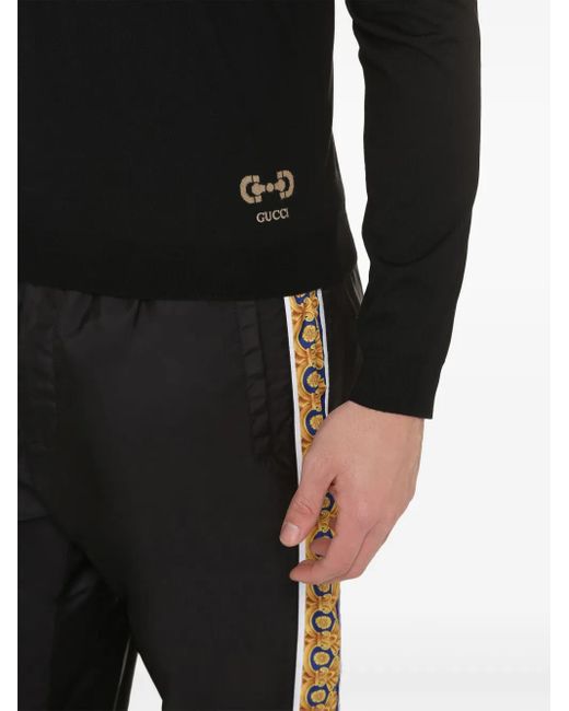 Gucci Black Wool Horsebit Crewneck Jumper For for men