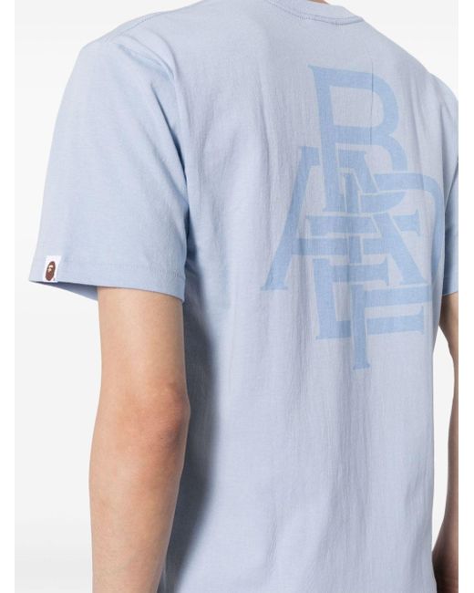 A Bathing Ape Blue Logo-print Cotton T-shirt for men