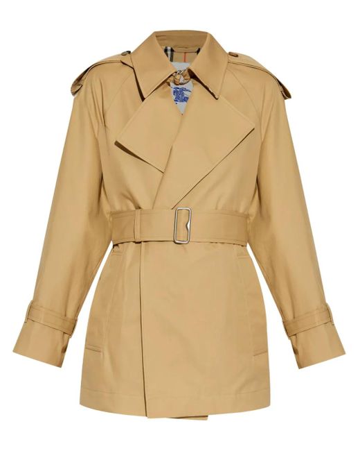 Burberry Natural Kurzer Trenchcoat Mit Gürtel