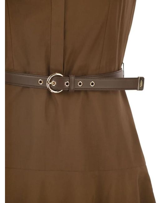 Max Mara Natural Belted Cotton Midi Dress
