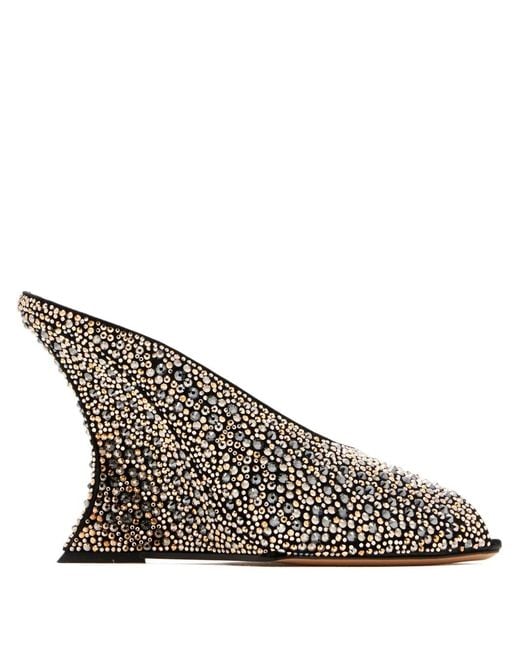 Paris Texas Brown Embellished Open-Toe Mules