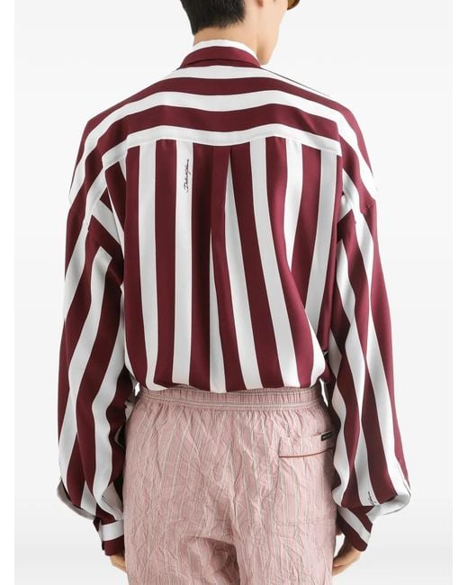 Dolce & Gabbana Red Striped Button Shirt for men