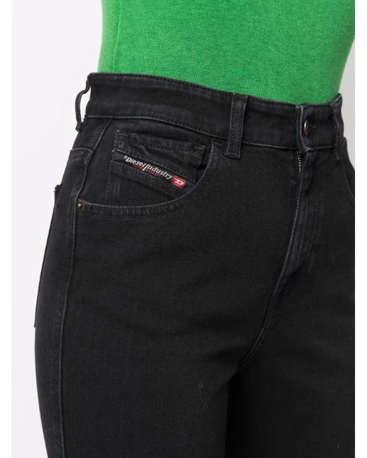 Jean À Patch Logo DIESEL en coloris Black