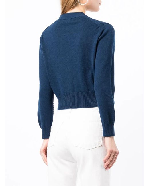 Pringle of Scotland Blue Cropped Button-Up Cardigan