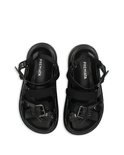 Premiata Black Adjustable-Strap Sandals