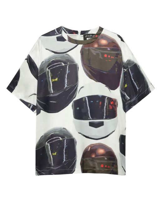 MSGM Gray Graphic-Print T-Shirt for men