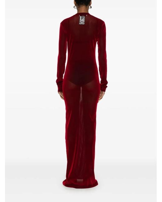 Ludovic de Saint Sernin Red Velvet Maxi Dress