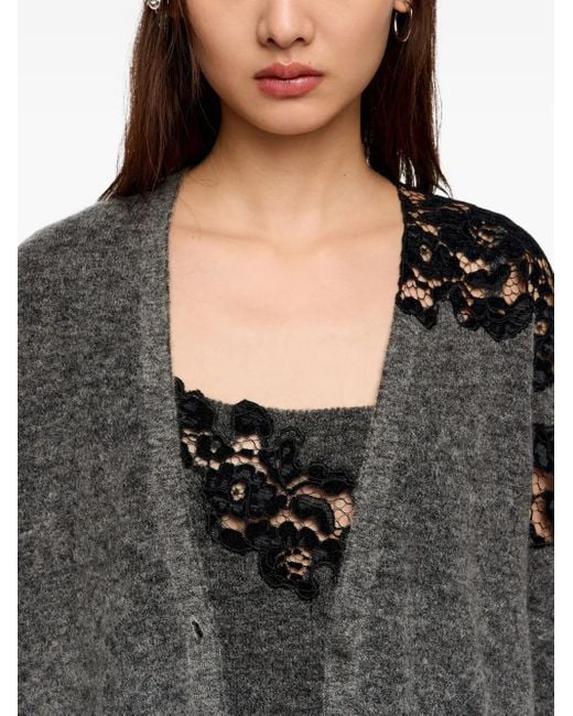 Bimba Y Lola Gray Cardigan mit Spitzendetail