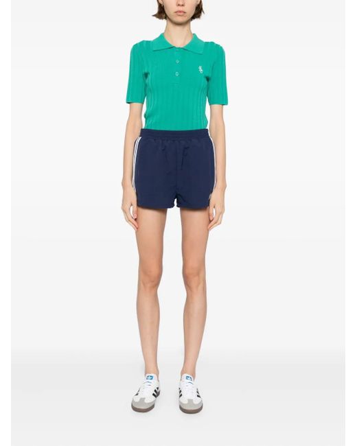 Sporty & Rich Green Src Ribbed Polo Top