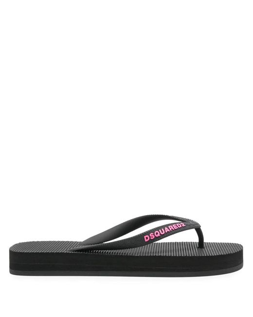 DSquared² Black Logo Flip Flops