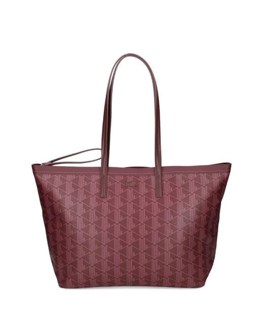 Lacoste Zely Geometric Pattern Tote Bag Purple