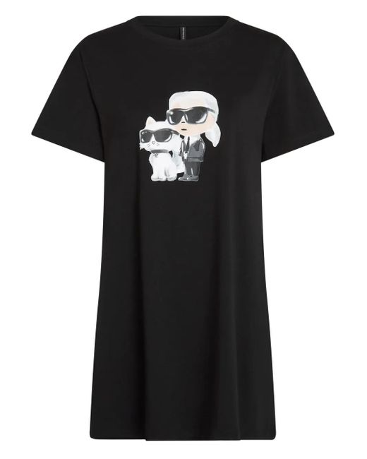 Karl Lagerfeld Ikon ショートスリーブ パジャマドレス Black