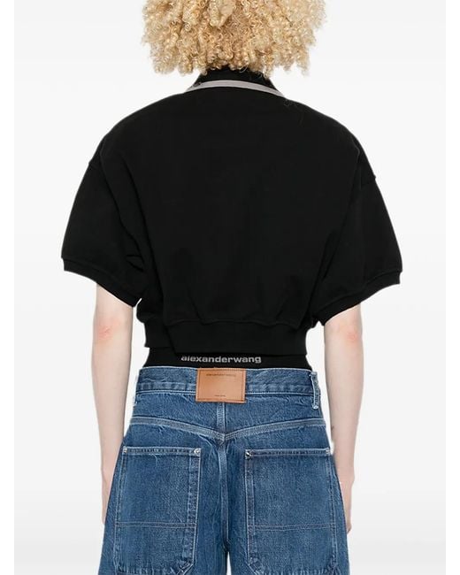 Alexander Wang Cropped Polotop in het Black