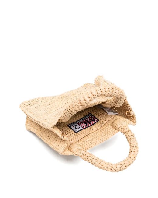 Mc2 Saint Barth Natural Embroidered Raffia Tote Bag