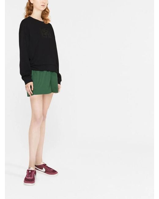 Elisabetta Franchi Black Embossed Logo Crew-Neck Sweatshirt