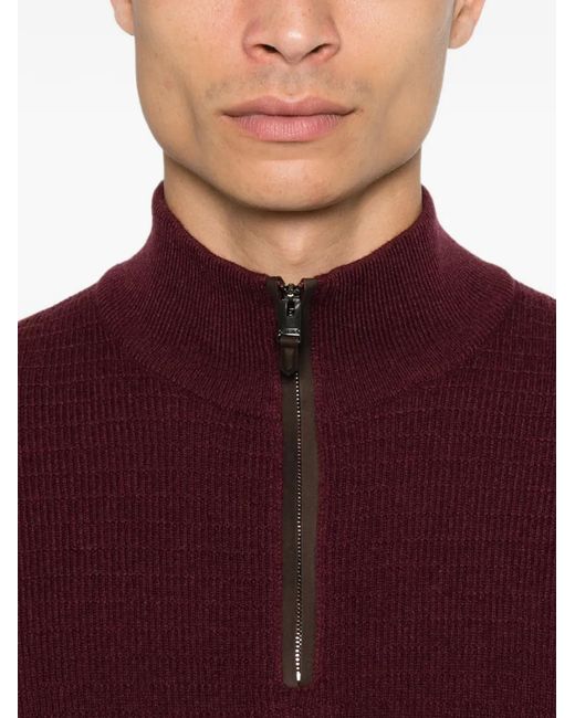 Canali Purple Half-Zip Knitted Sweater for men
