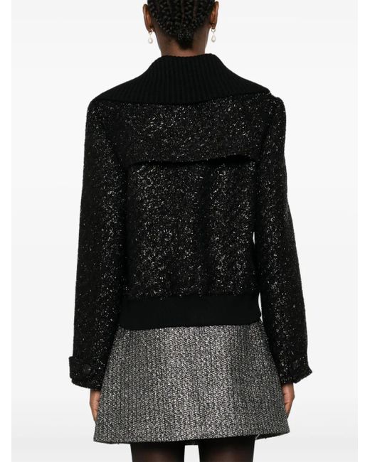 Self-Portrait Black Chest Flap Pockets Zipped Blazer