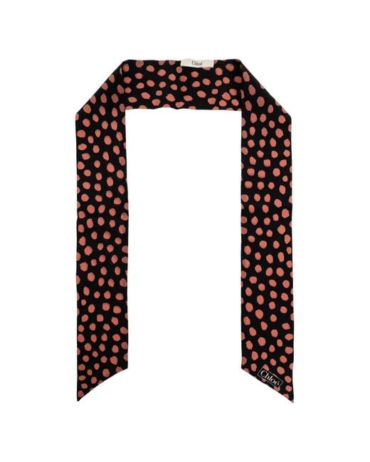 Chloé Black Spotted Silk Scarf