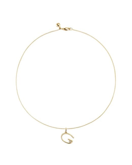 Monica Vinader White Solitaire Diamond Initial G Pendant