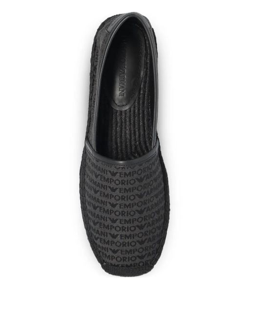 Emporio Armani Black Monogram-Jacquard Espadrilles for men