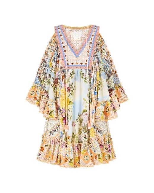 Camilla White The Architects Of Alcázar Drop-Shoulder Ruffled Mini Dress