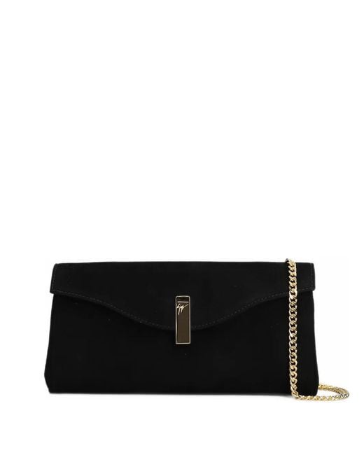 Giuseppe Zanotti Black Logo-Plaque Chain-Link Clutch Bag