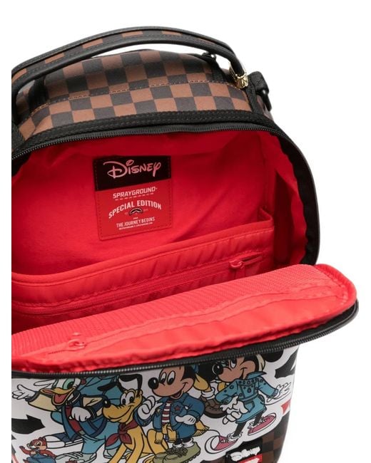 Sprayground Red Check-Print Disney Mickey & Friends Backpack for men