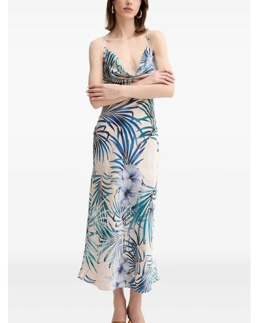 guess blue floral dress Eco Blue Floral One Shoulder Sadie Mini Dress