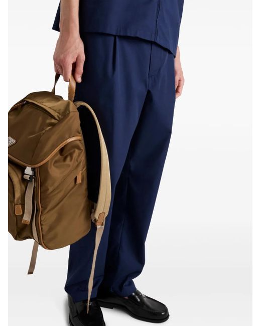 Pantalon En Popeline À Taille Élastiquée Prada pour homme en coloris Blue