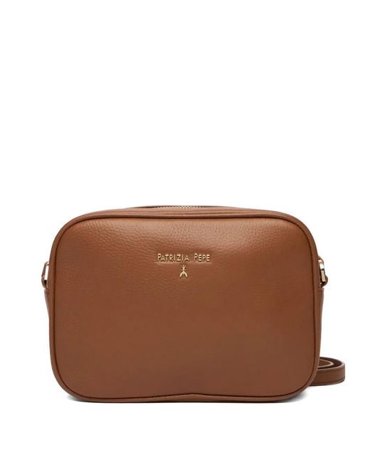 Patrizia Pepe Brown Logo-Plaque Cross Body Bag