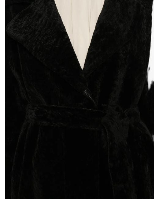 Arma Black Belted Shearling Coat