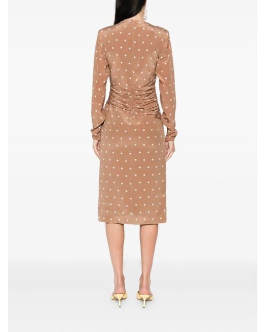 Alessandra Rich Brown Polka Dot-Print Midi Dress