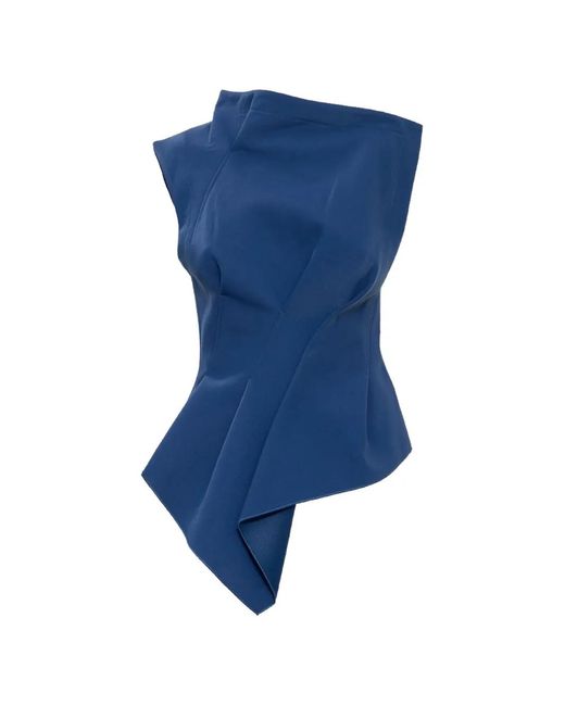 Acler Blue Burbank Asymmetric-Neck Top