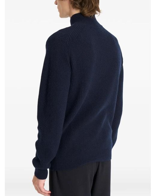 Pringle of Scotland Blue Turtleneck Ribbed Sweater for men