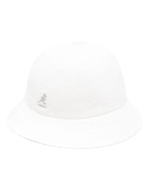 Kangol White Embroidered-Logo Bucket Hat for men