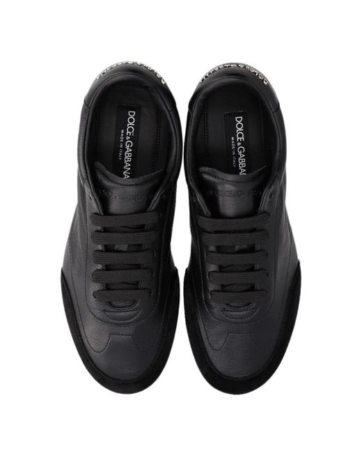 Dolce & Gabbana Black Suede-Panelled Leather Sneakers for men
