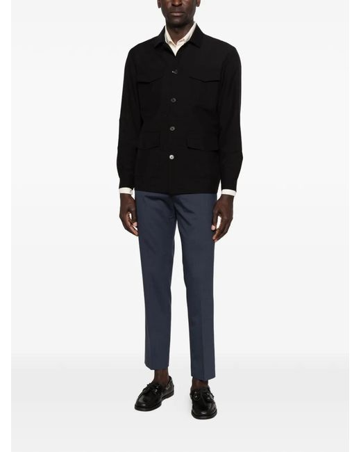 Grayed Black Voyager Buttoned Overshirt for men