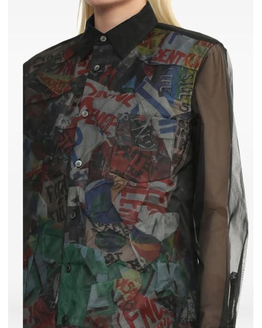 Comme des Garçons Gray Hemd Mit Semi-Transparentem Einsatz