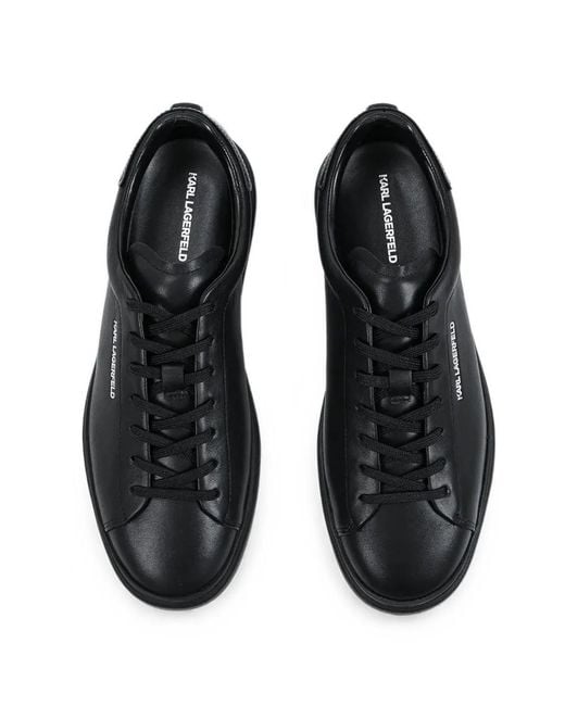Karl Lagerfeld Black Logo-Print Leather Sneakers for men