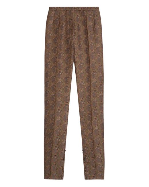 Dries Van Noten Brown Swirl-Jacquard Trousers