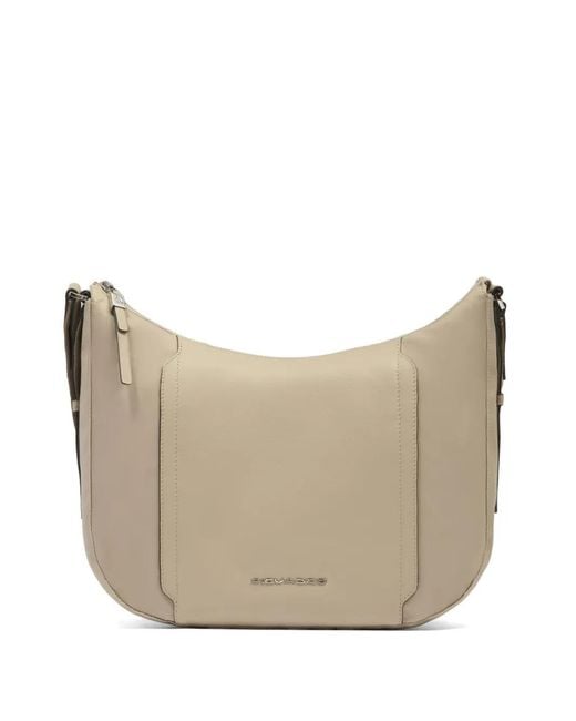 Piquadro Natural Panelled Shoulder Bag