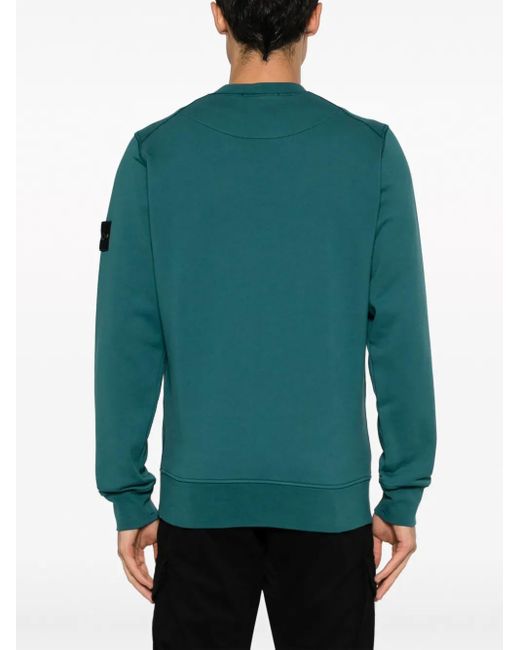 Stone Island Green Compass-Patch Cotton Sweatshirt for men