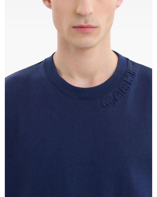 Marni Blue Cotton Oversized T-Shirt With Patches for men