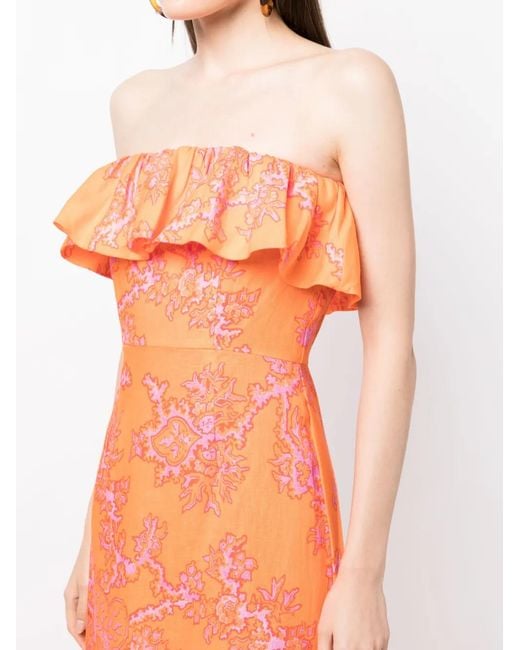 RHODE Orange Robe Volanté Thea À Imprimé Coreil