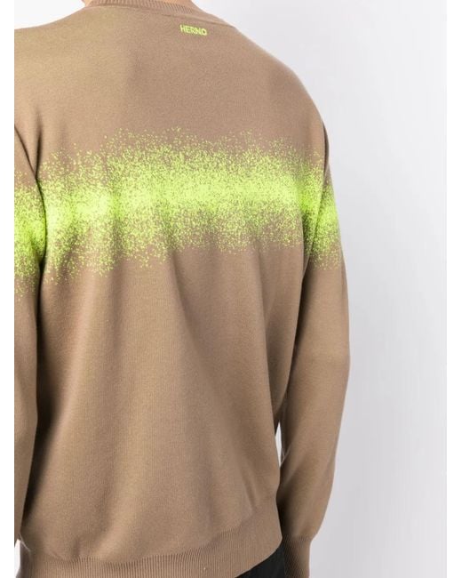 Herno Brown Spray-Paint Effect Knit Sweatshirt for men