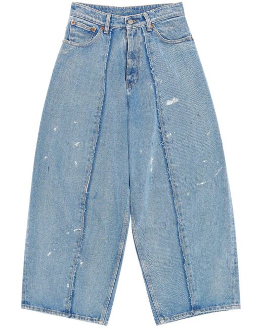 Jeans a gamba ampia con effetto vissuto di MM6 by Maison Martin Margiela in Blue