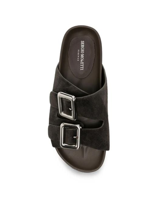SERGIO MORETTI FIRENZE Black Buckle-Fastening Sandals